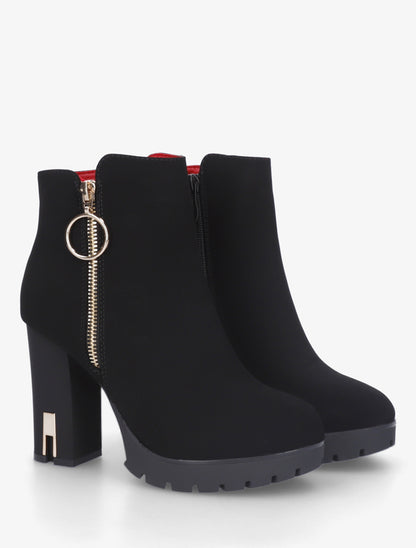 Bottines à talon et zip - Noir - 4