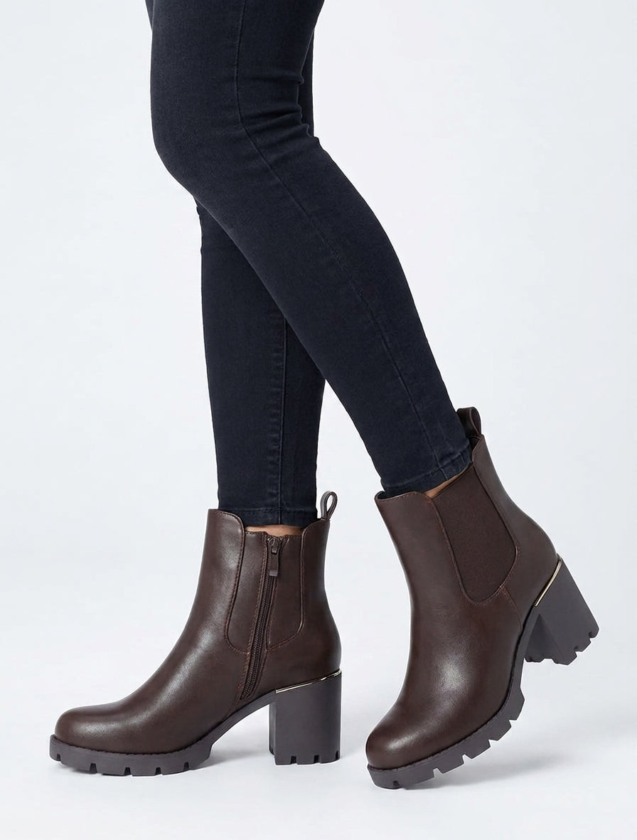 Bottines à cheville élastiquée - Marron