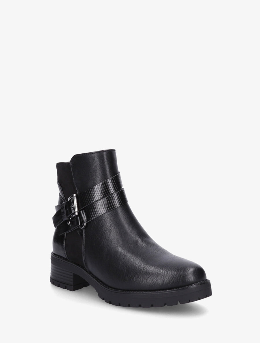 Bottines à sangles et contrefort python - Noir - 2
