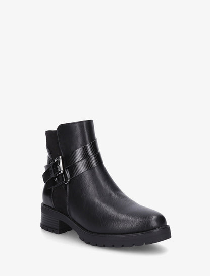 Bottines à sangles et contrefort python - Noir - 2