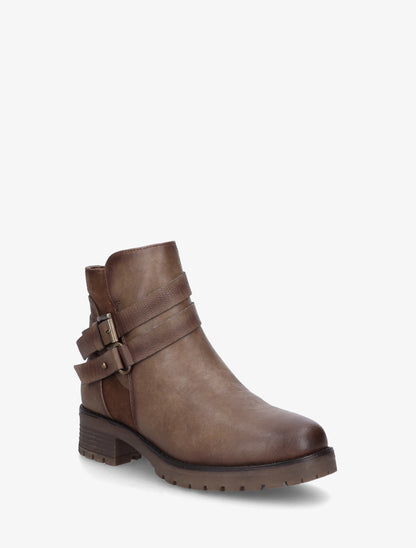 Bottines à sangles et contrefort python - Taupe - 2