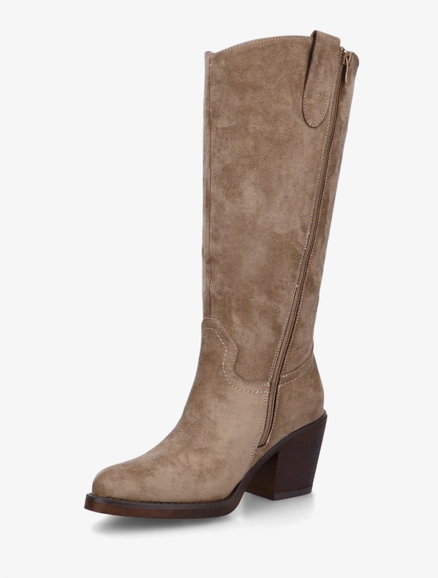 Bottes suédine à bouts pointus - Taupe - 3
