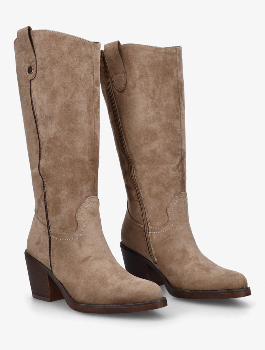 Bottes suédine à bouts pointus - Taupe - 4