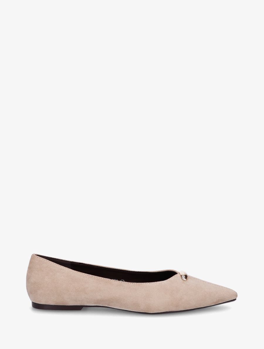 Ballerines bouts pointus en suédine - Beige - 1