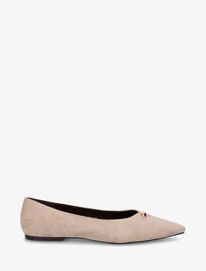 Ballerines bouts pointus en suédine - Beige - 1