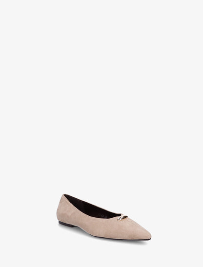 Ballerines bouts pointus en suédine - Beige - 2