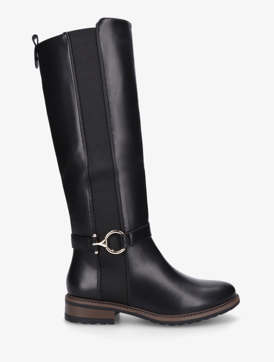 Bottes en simili élastiquées - Noir - 1