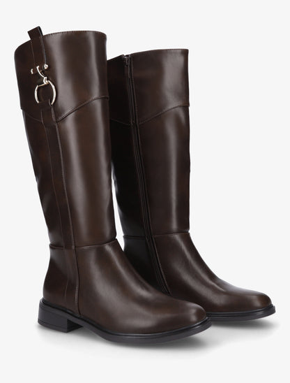 Bottes en simili à empiècement métal - Marron - 4