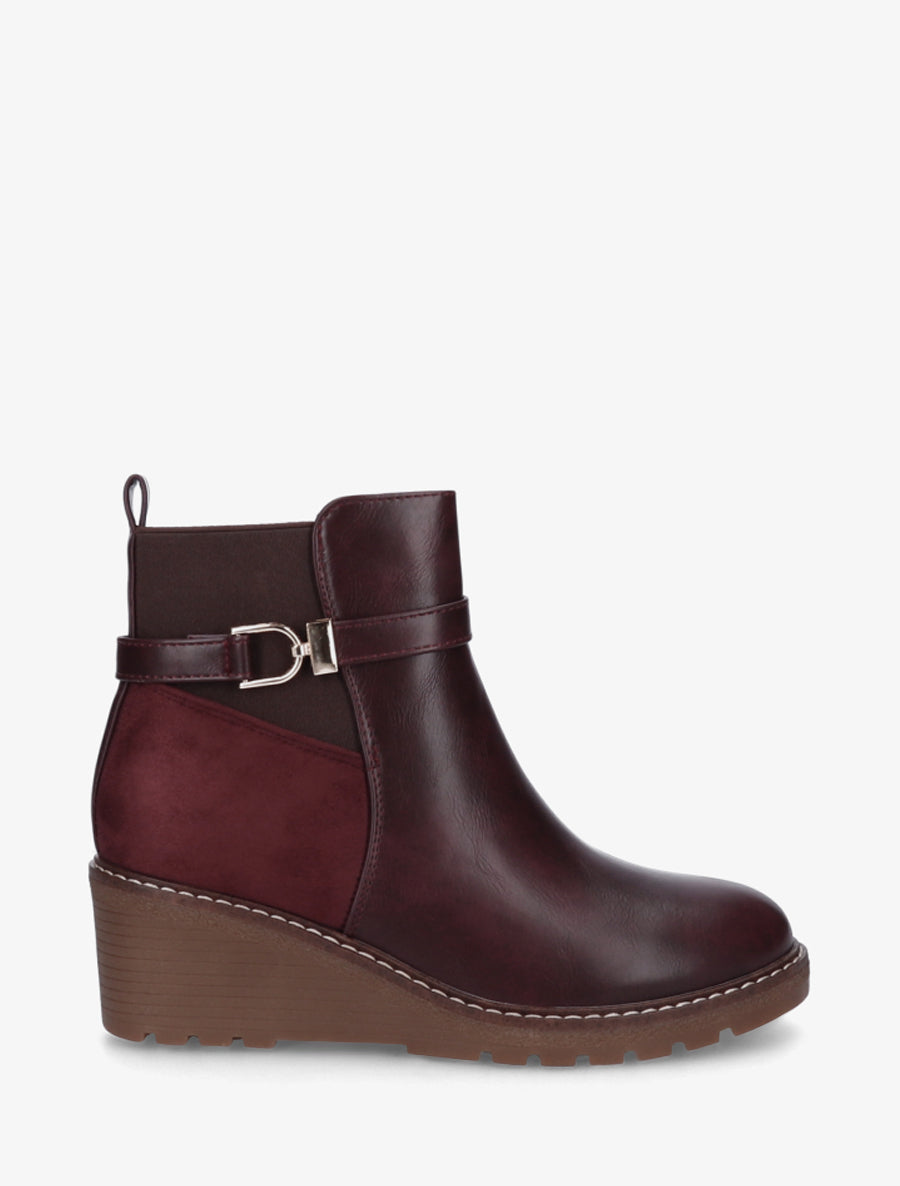 Bottines bi-matière compensées - Bordeaux - 1
