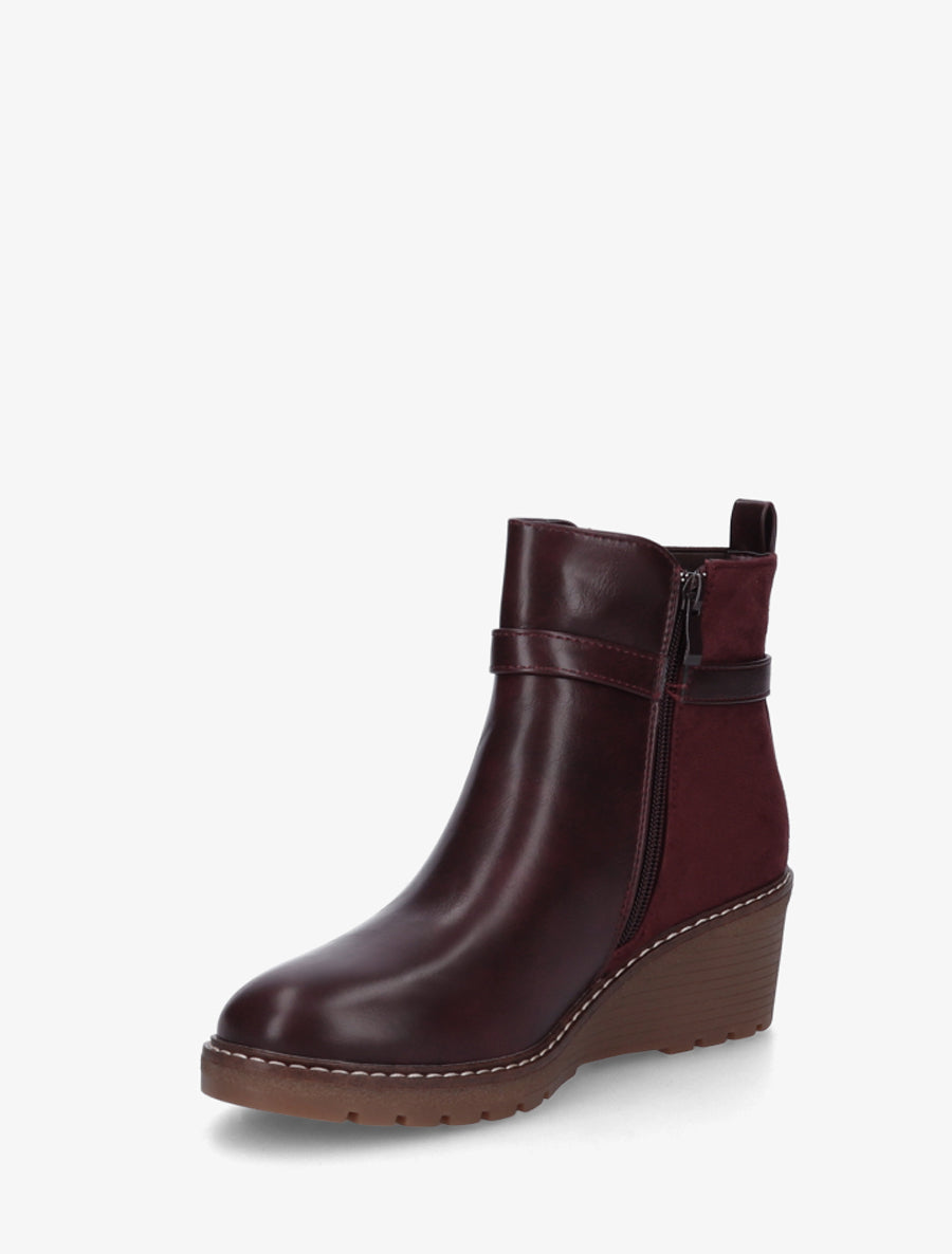 Bottines bi-matière compensées - Bordeaux - 3