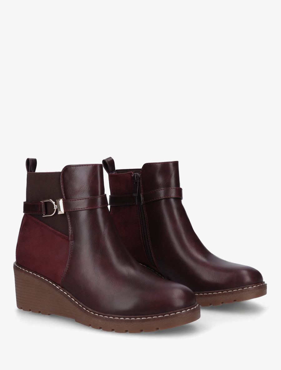 Bottines bi-matière compensées - Bordeaux - 4