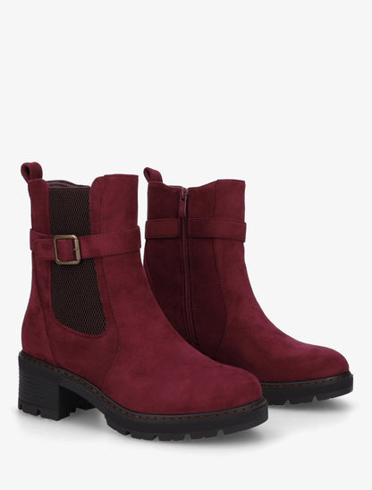 Bottines en suédine à cheville élastiquée - Lie de vin - 4