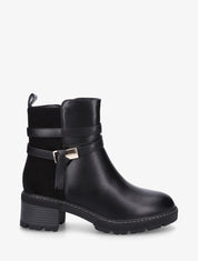 Bottines en simili et suédine - Noir - 1