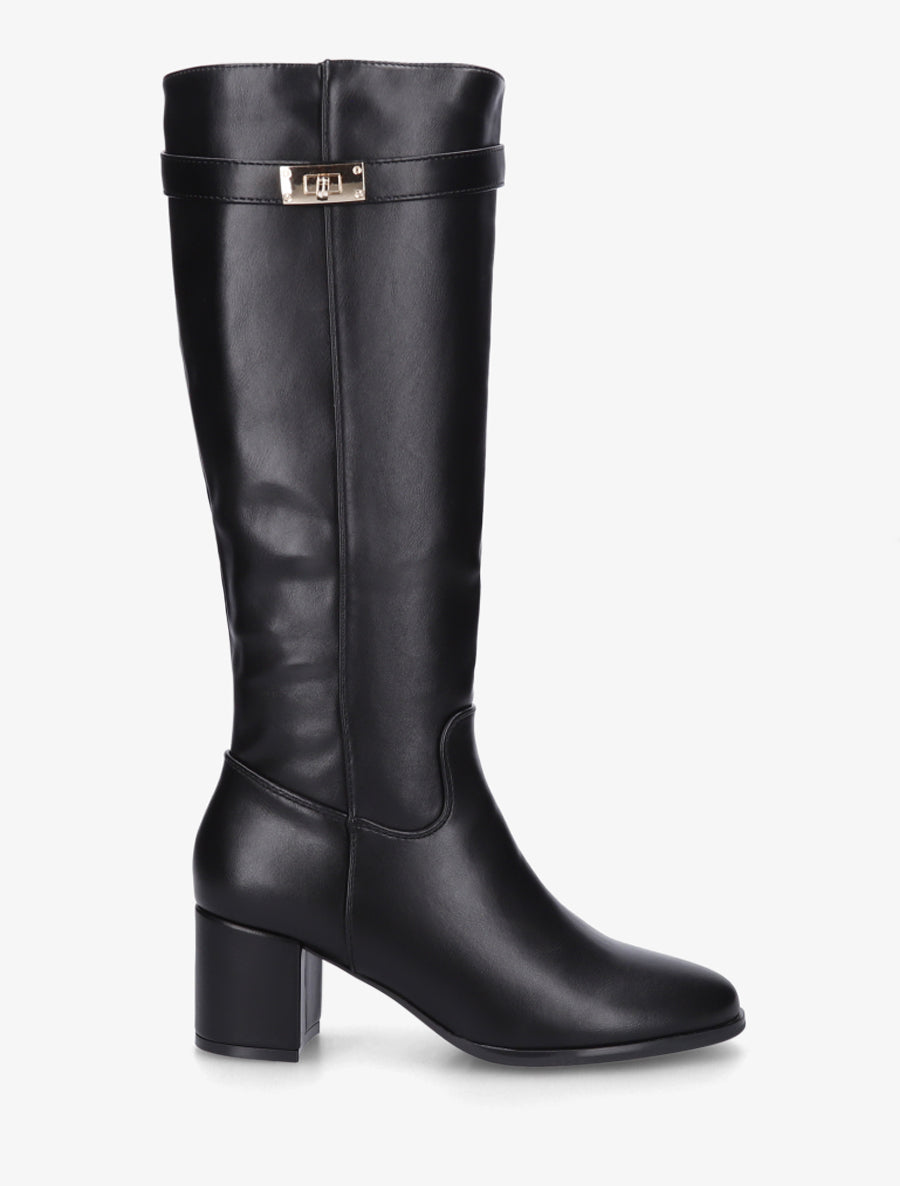 Bottes en simili à talon - Noir - 1