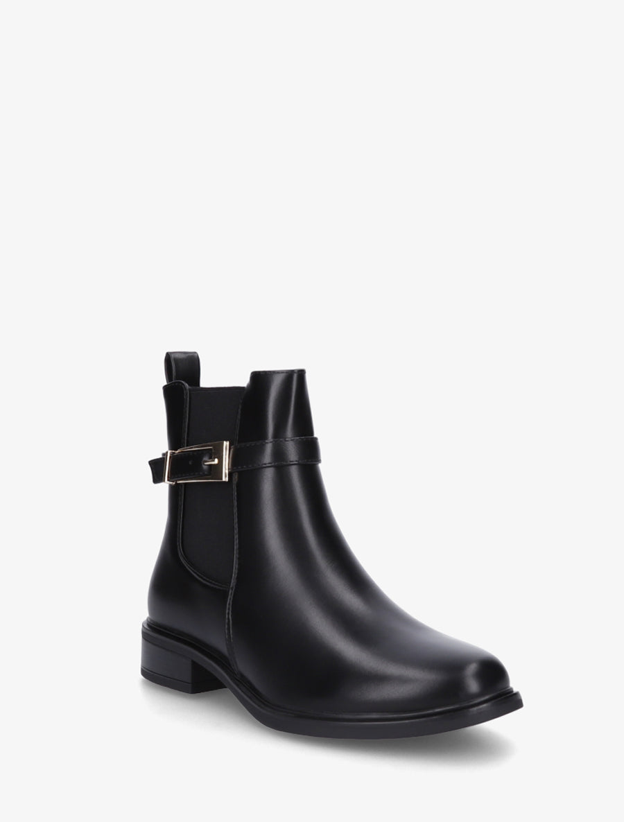 Bottines en simili à cheville élastiquée - Noir - 2
