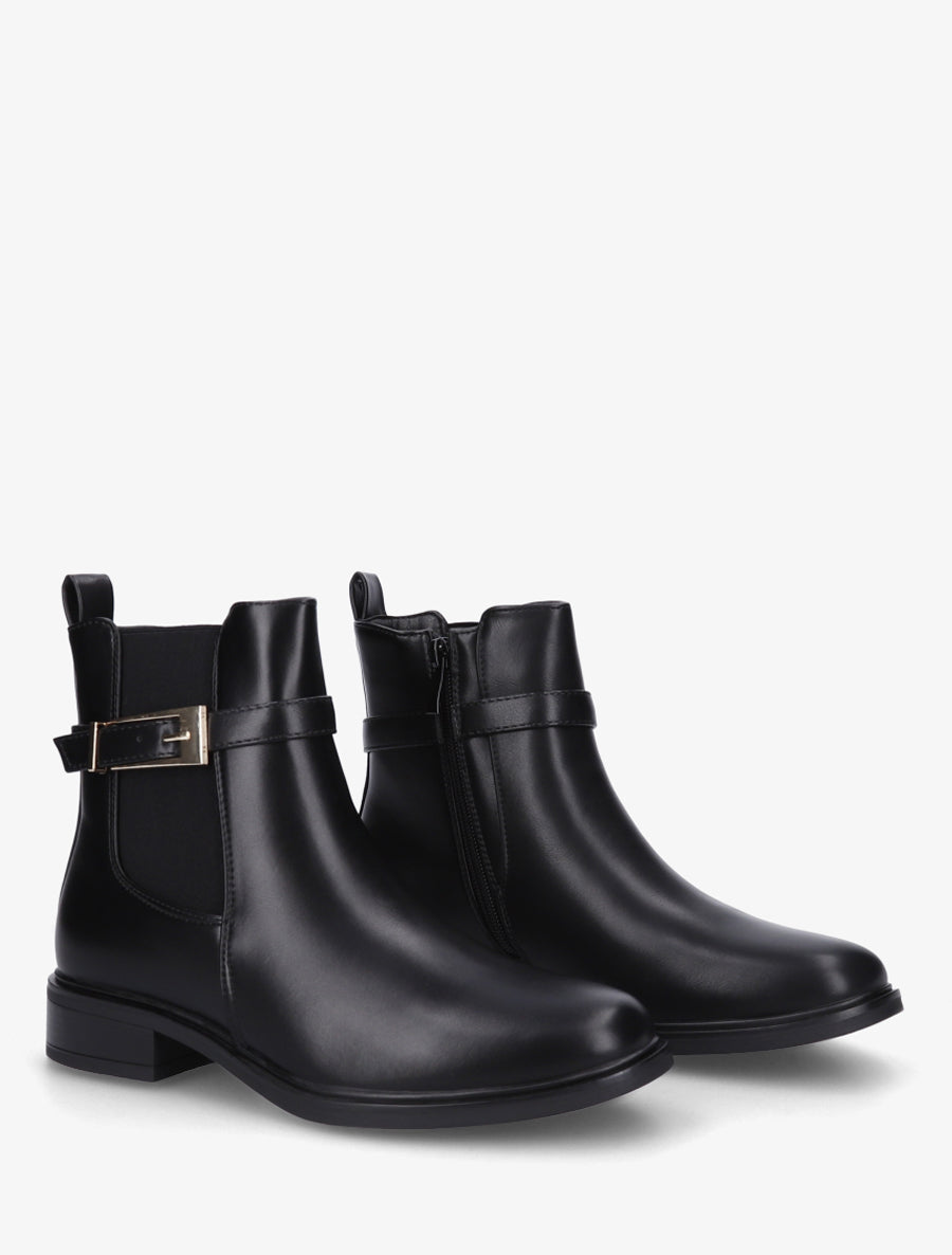 Bottines en simili à cheville élastiquée - Noir - 4