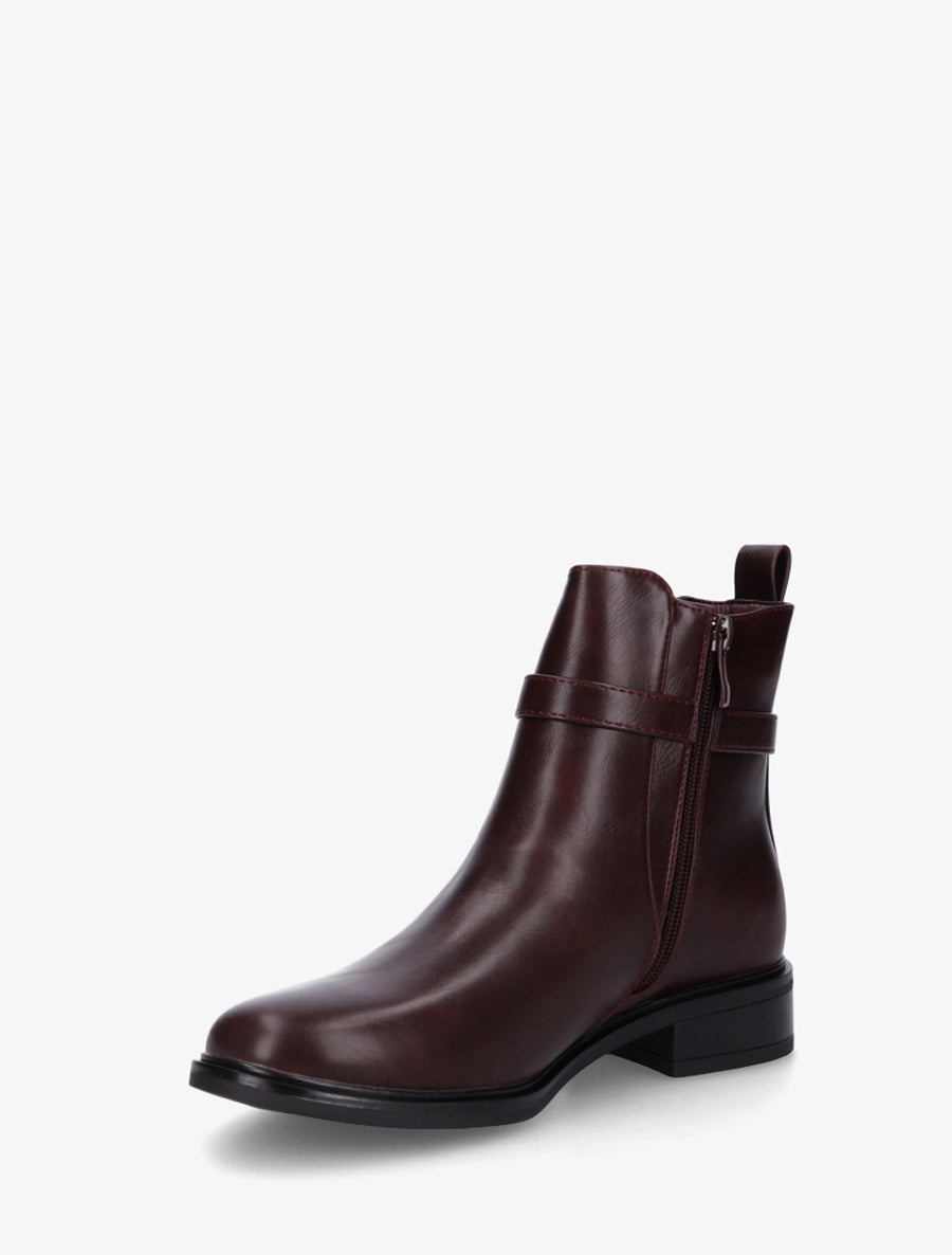 Bottines en simili à cheville élastiquée - Bordeaux - 3