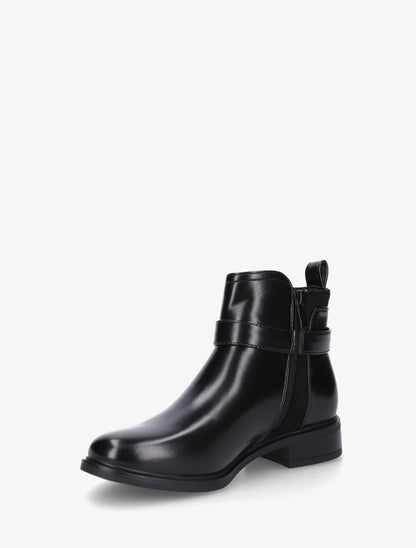 Bottines en simili avec sangle décorative - Noir - 3