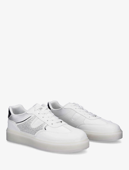 Sneakers à strass et tissu nacré - Blanc - 4