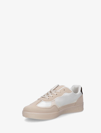 Sneakers en simili à contrefort contrastant - Beige - 3