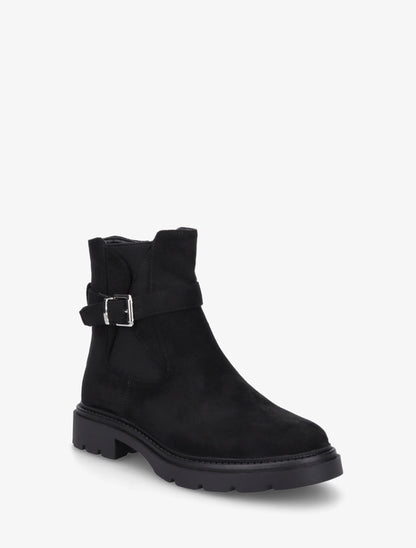 Bottines élastiquées en suédine à boucle - Noir - 2