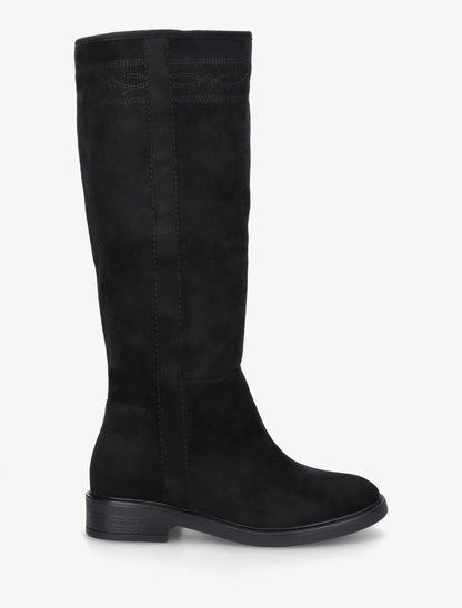 Bottes suédine à coutures fantaisies - Noir - 1