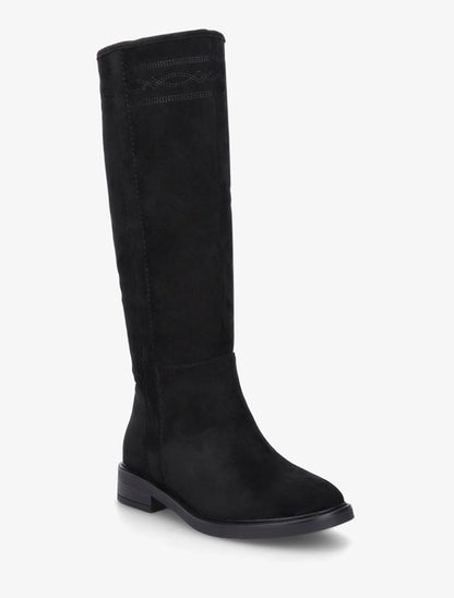 Bottes suédine à coutures fantaisies - Noir - 2