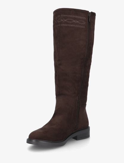 Bottes suédine à coutures fantaisies - Chocolat - 3