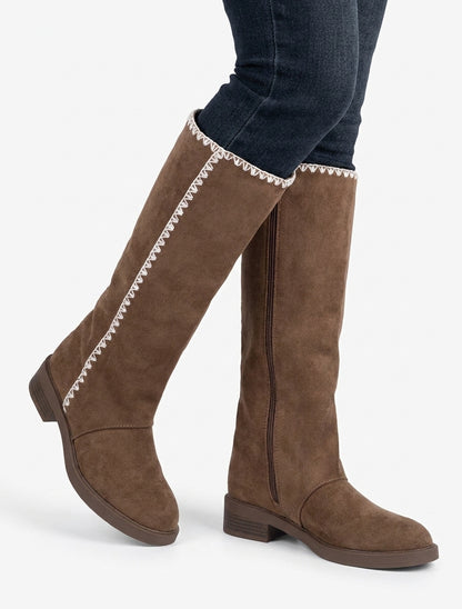 Bottes suédine brodées - Marron