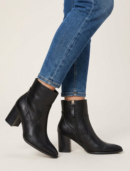Bottines à talon en simili bouts pointus - Noir
