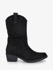 Bottines en suédine à bouts ronds - Noir - 1