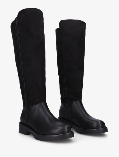 Bottes fourrées en suédine et simili - Noir - 4