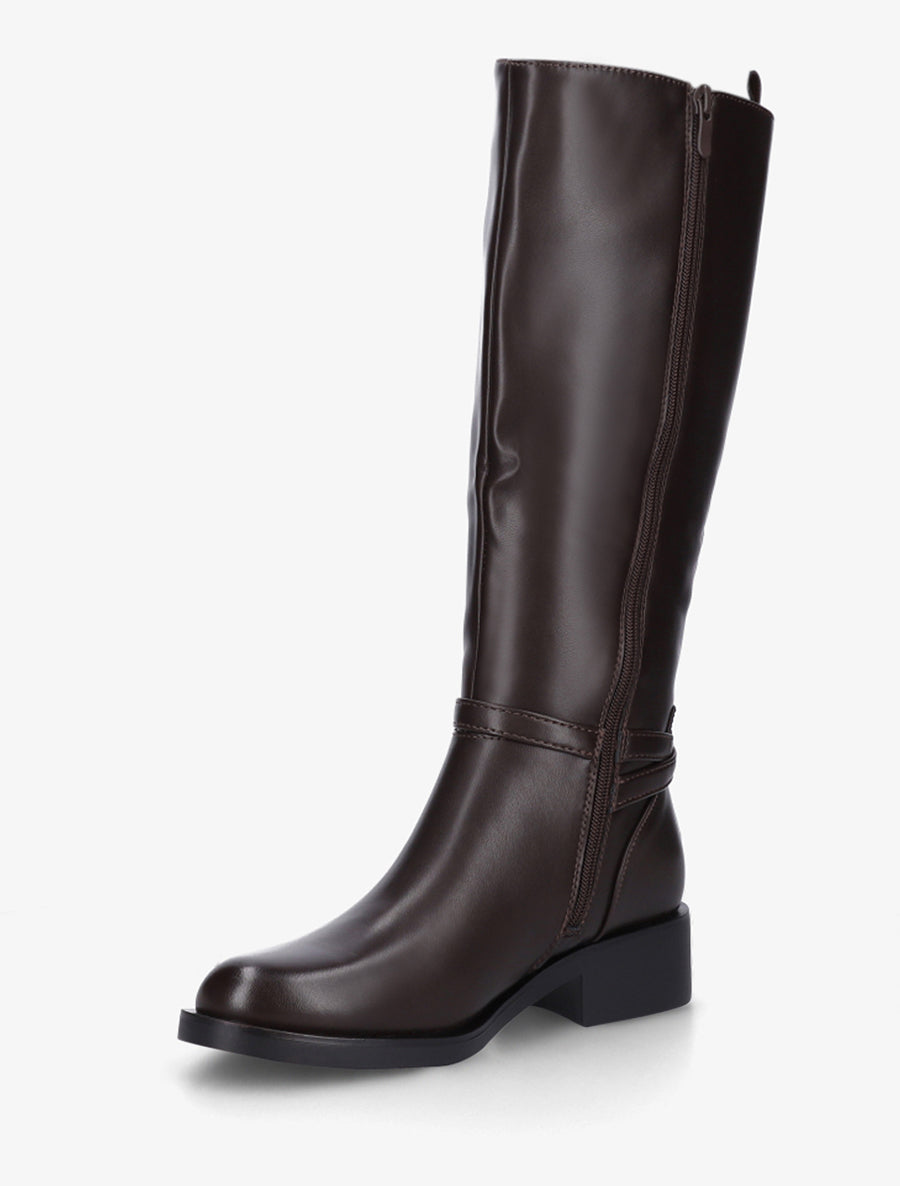 Bottes cavalières élastiquées à boucle - Marron - 3