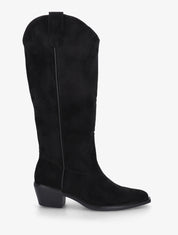 Bottes en suédine style santiags - Noir - 1