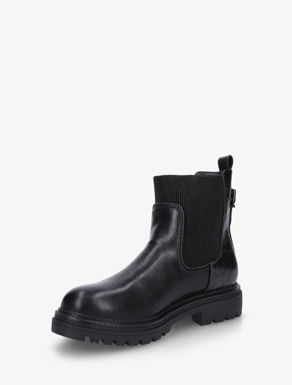 Bottines chelsea simili contrefort croco - Noir - 3