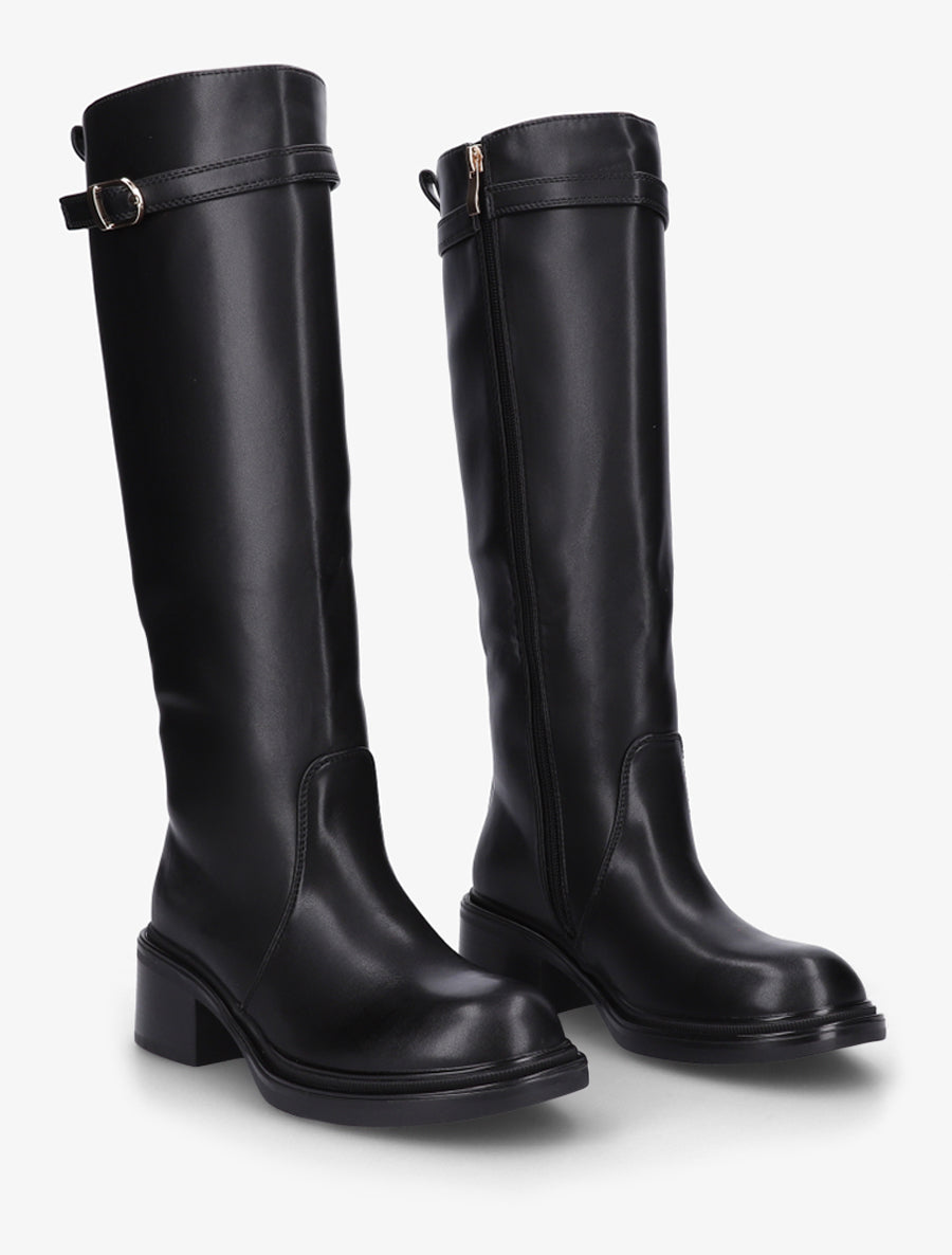 Bottes en simili à boucle décorative - Noir - 4