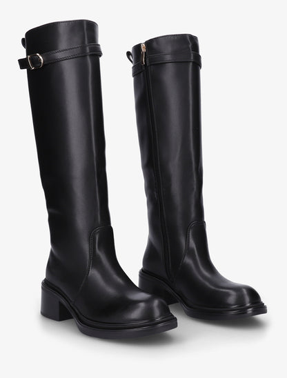 Bottes en simili à boucle décorative - Noir - 4