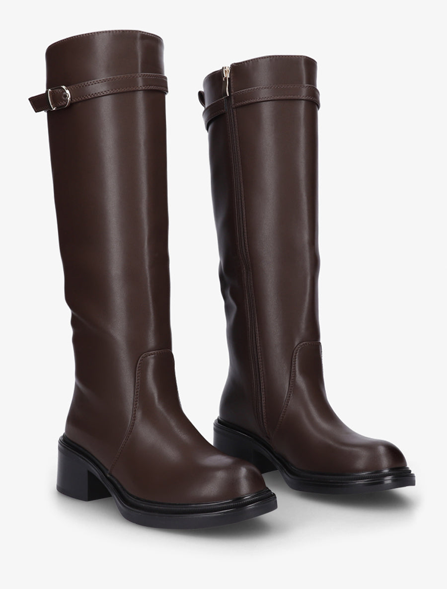 Bottes en simili à boucle décorative - Chocolat - 4
