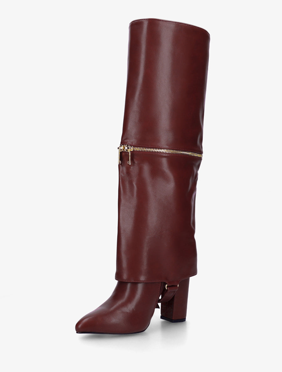 Bottes fourreau zippées à empiècement bijou - Bordeaux - 3