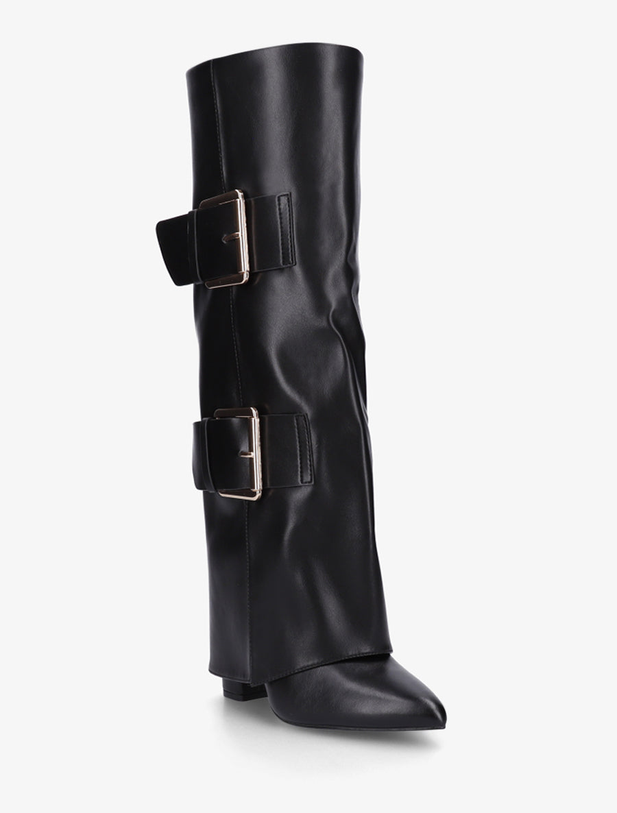 Bottes fourreau à double sangles décoratives - Noir - 2