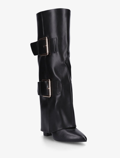 Bottes fourreau à double sangles décoratives - Noir - 2