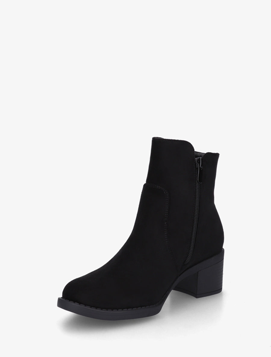 Bottines en suédine à talon - Noir - 3