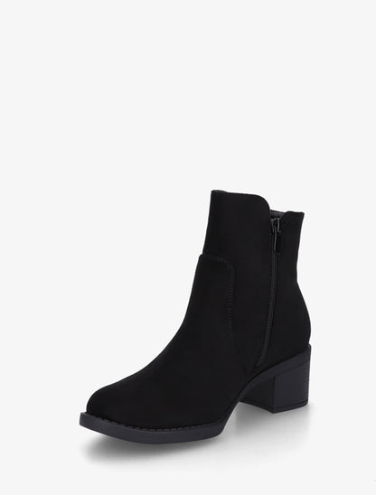 Bottines en suédine à talon - Noir - 3