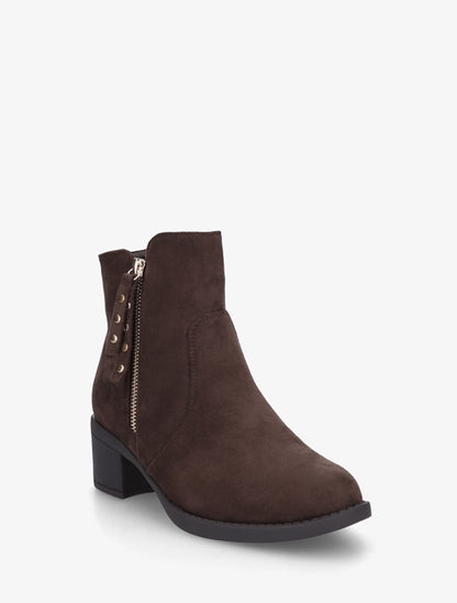 Bottines en suédine à talon - Chocolat - 2