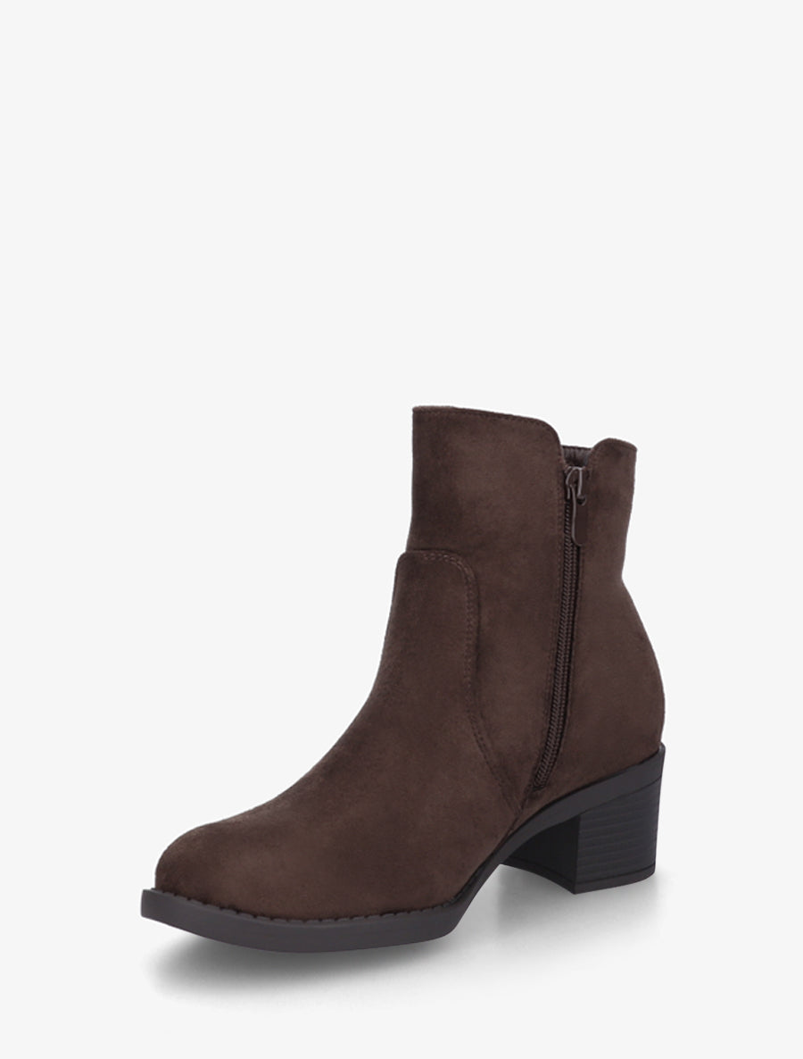 Bottines en suédine à talon - Chocolat - 3