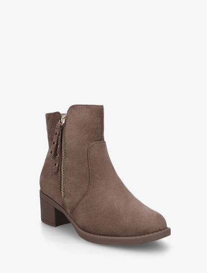 Bottines en suédine à talon - Taupe - 2