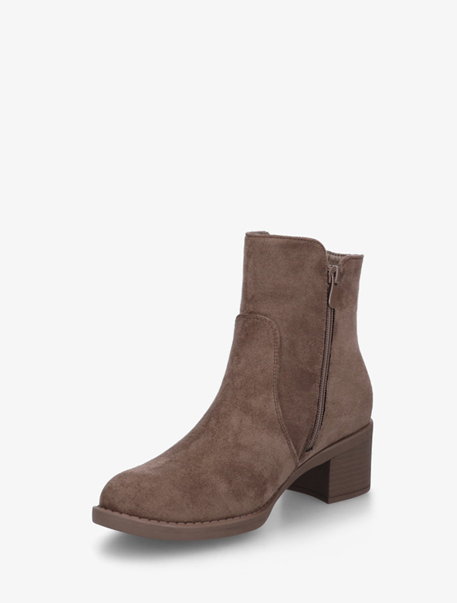Bottines en suédine à talon - Taupe - 3