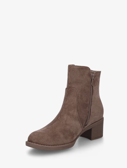 Bottines en suédine à talon - Taupe - 3