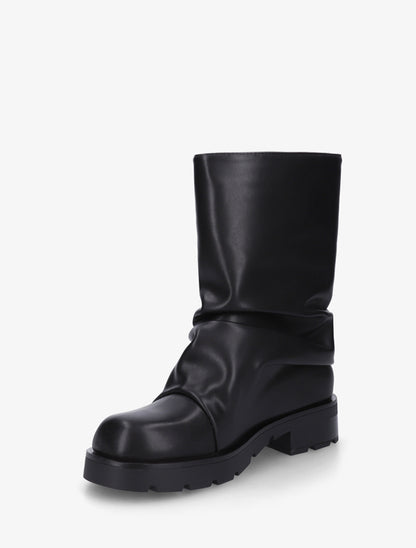 Bottines en simili effet froncé à empiècement métallique - Noir - 3
