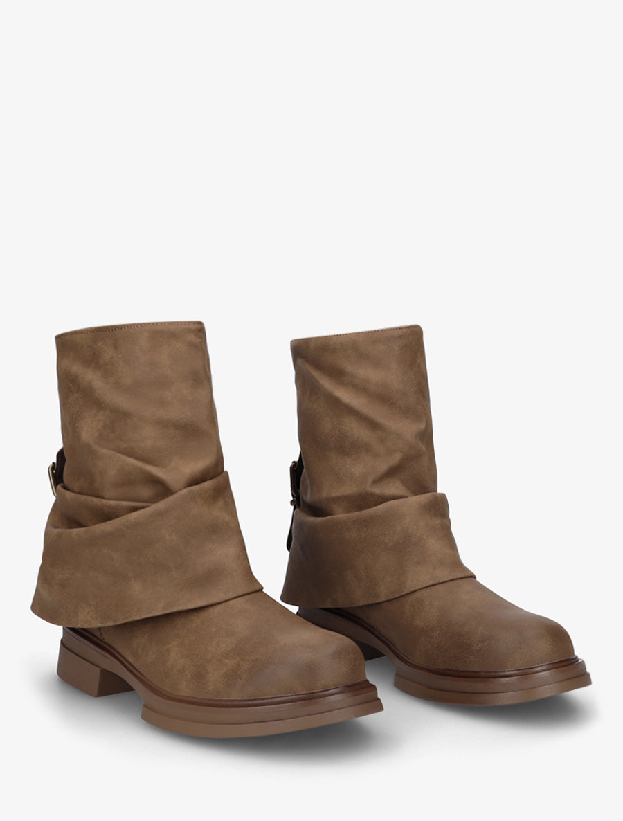 Bottines fourreau à sangle - Beige foncé - 4
